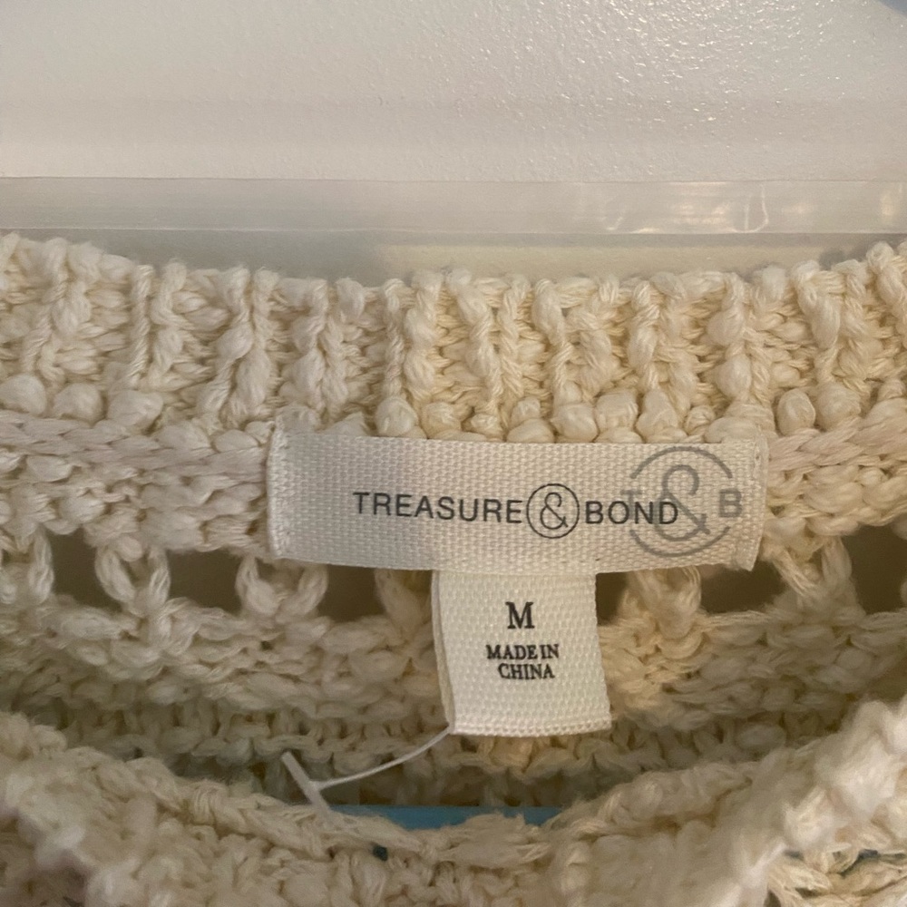 Treasure & Bond Crochet Cream Crop Sweater - Picture 4 of 8